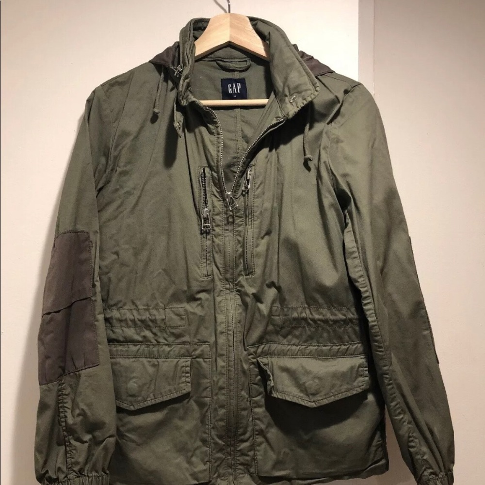 Gap Army Green Utility Hooded Cotton Jacket